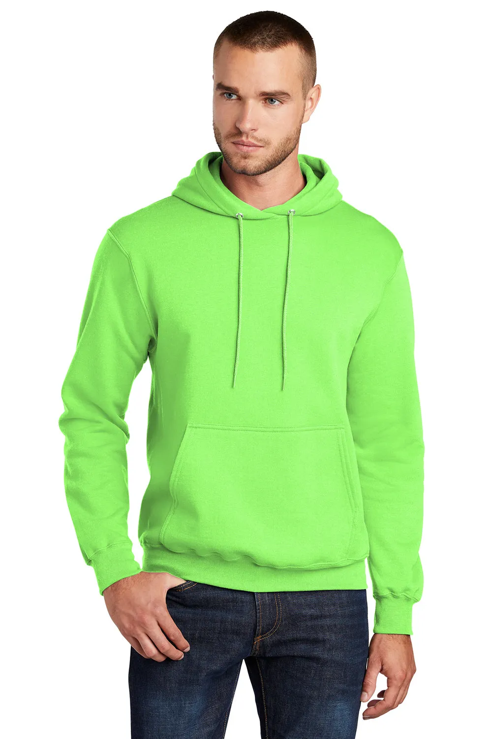 Port & Company Herren Core Pill Resistant Fleece Kapuzenpullover Hoodie mit Beuteltasche - Neon Grün