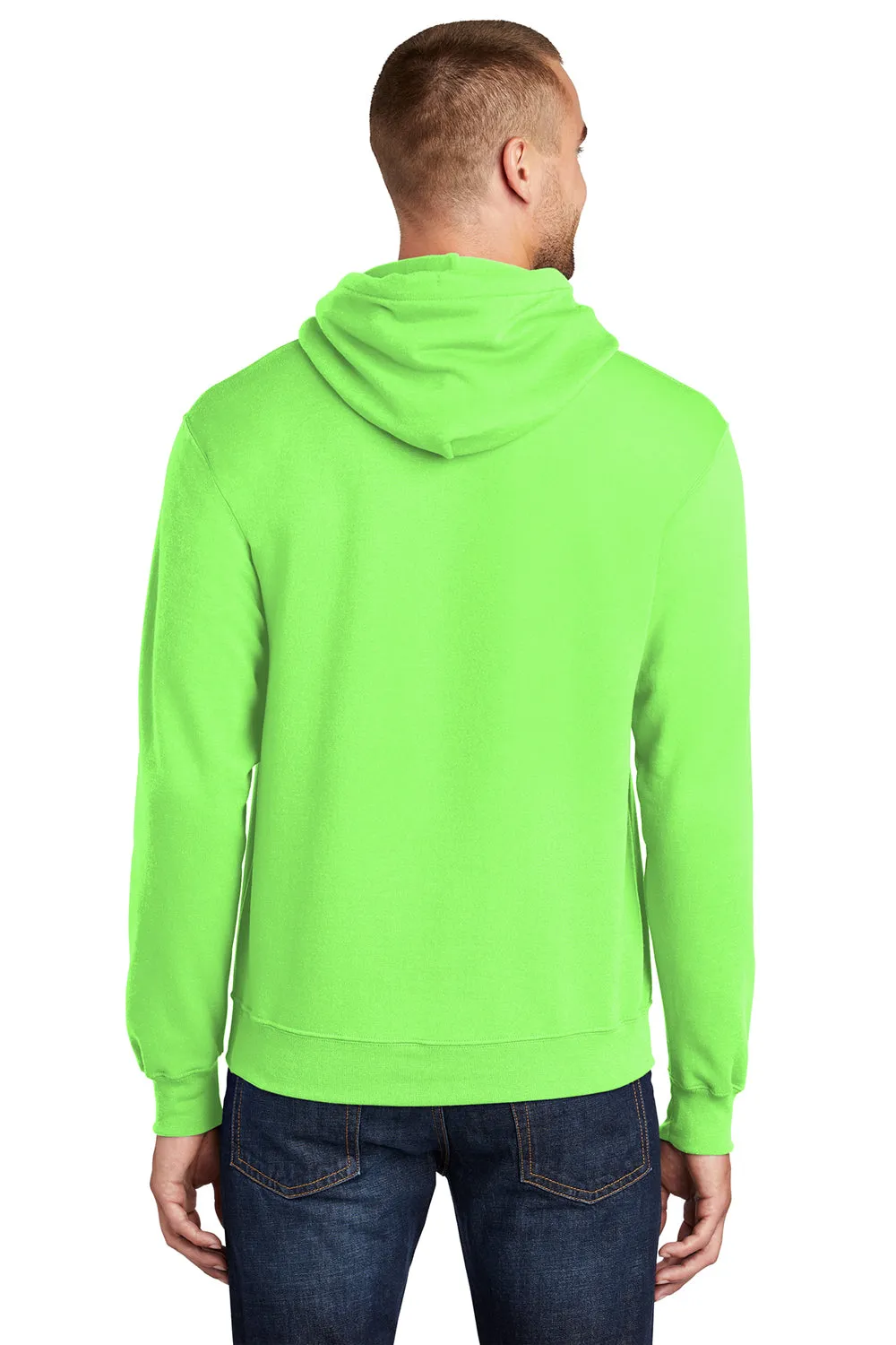 Port & Company Herren Core Pill Resistant Fleece Kapuzenpullover Hoodie mit Beuteltasche - Neon Grün