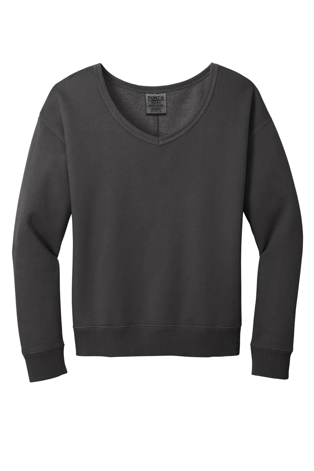 Port & Company Damen Beach Wash V-Ausschnitt Sweatshirt - Kohlegrau