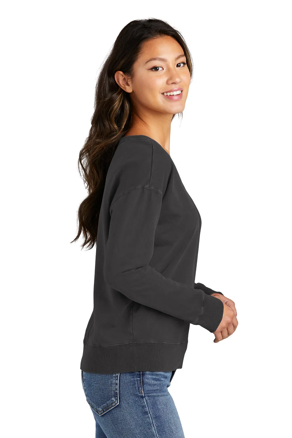 Port & Company Damen Beach Wash V-Ausschnitt Sweatshirt - Kohlegrau