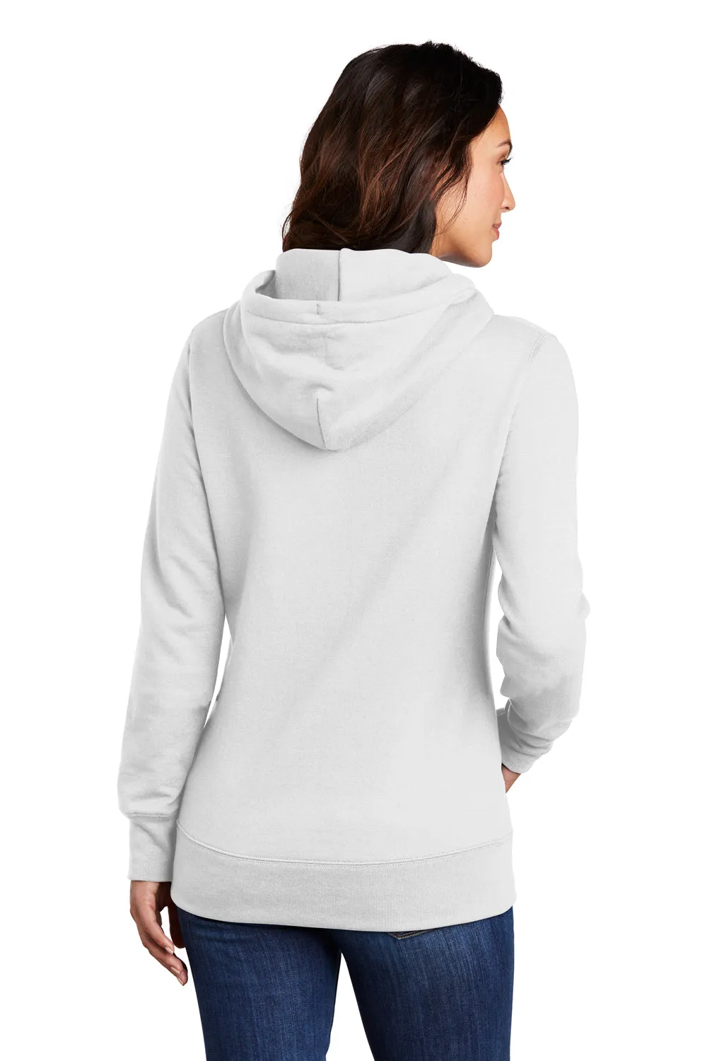 Port & Company Damen Core Fleece Kapuzenpullover Hoodie mit Kangaroo-Tasche - Weiß