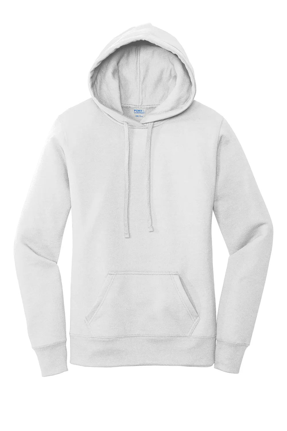 Port & Company Damen Core Fleece Kapuzenpullover Hoodie mit Kangaroo-Tasche - Weiß