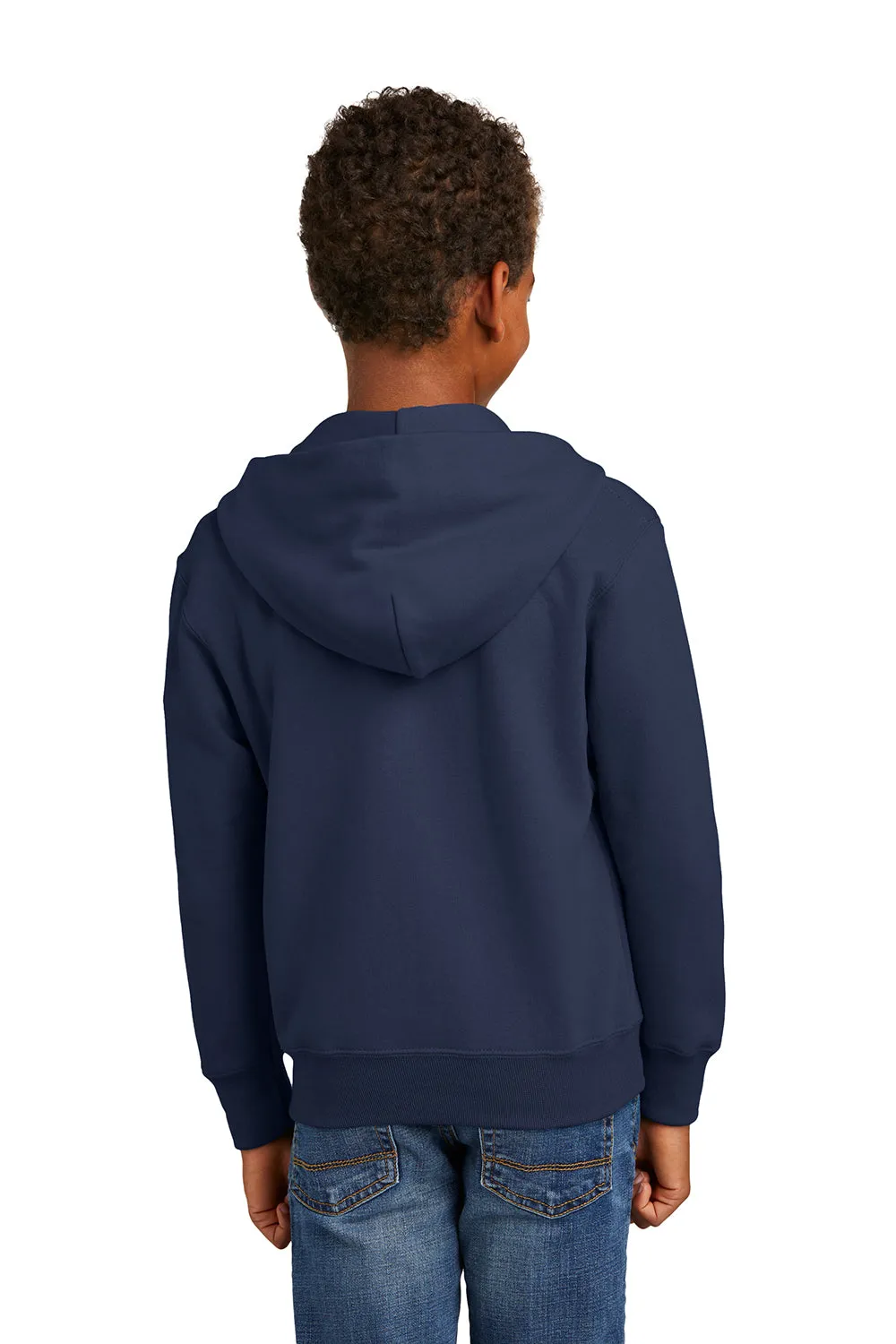 Port & Company Youth Core Pill Resistant Fleece Full-Zip Kapuzenpullover mit Taschen - Marineblau