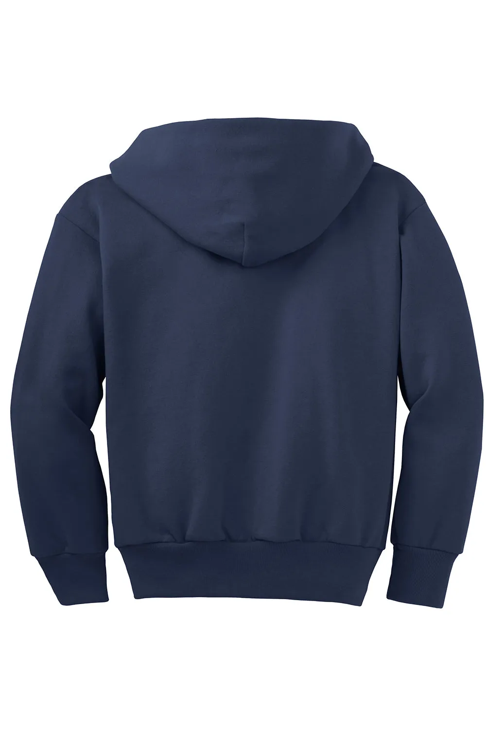 Port & Company Youth Core Pill Resistant Fleece Full-Zip Kapuzenpullover mit Taschen - Marineblau