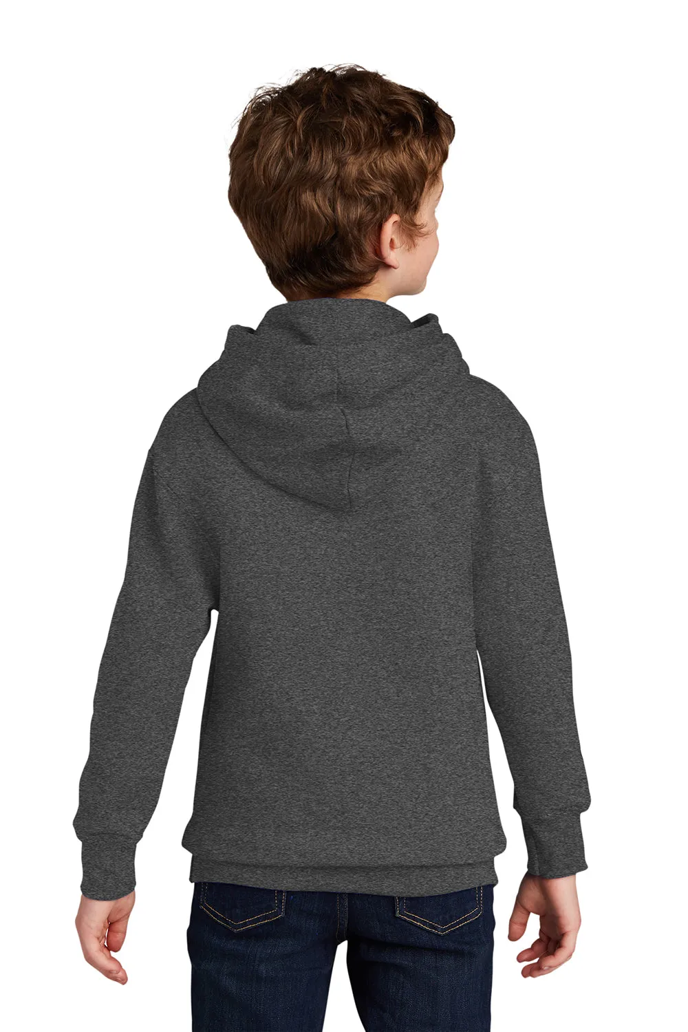 Port & Company Jugend Favorit Fleece Kapuzenpullover Hoodie mit Kangaroo-Tasche - Heather Dunkelgrau