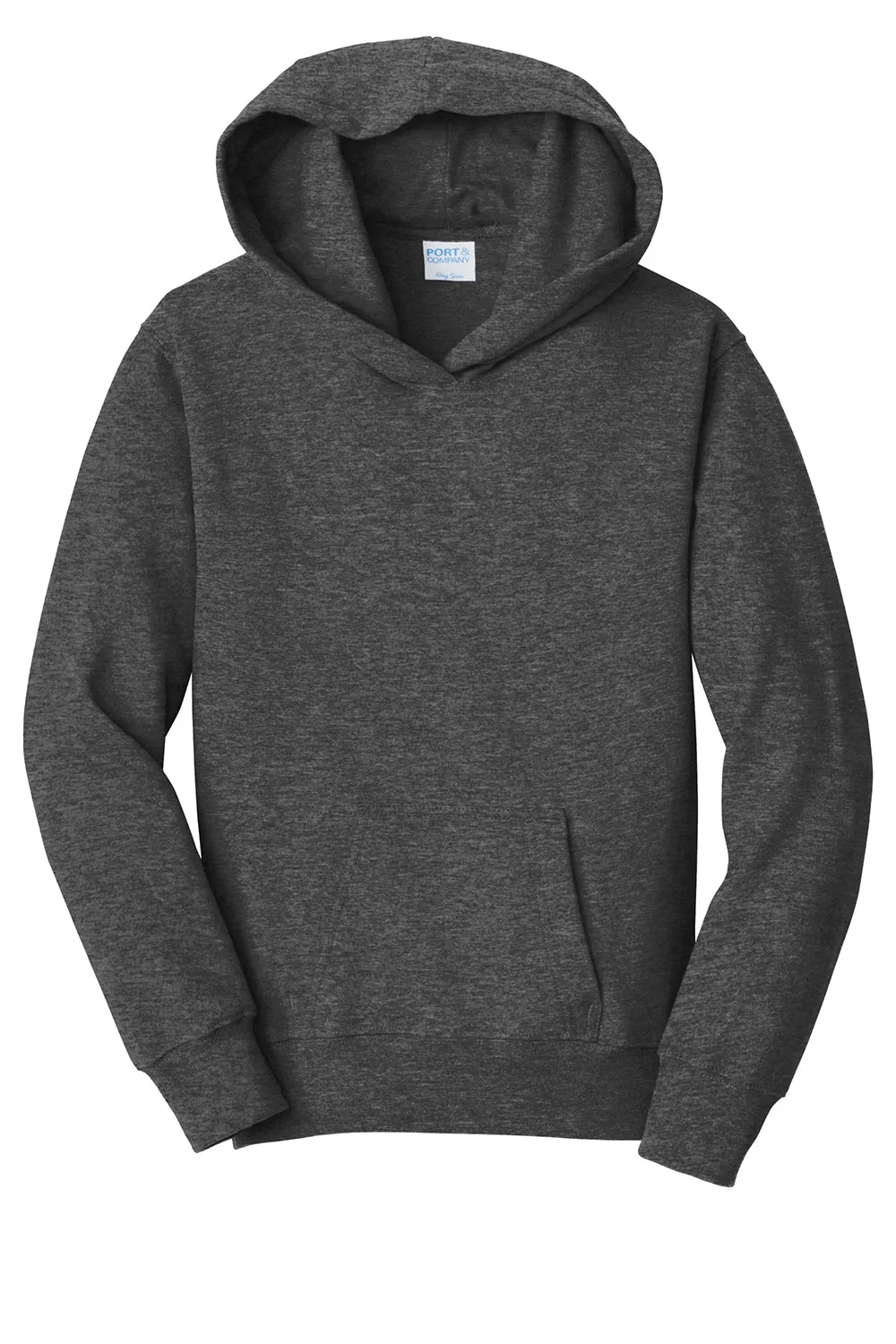 Port & Company Jugend Favorit Fleece Kapuzenpullover Hoodie mit Kangaroo-Tasche - Heather Dunkelgrau