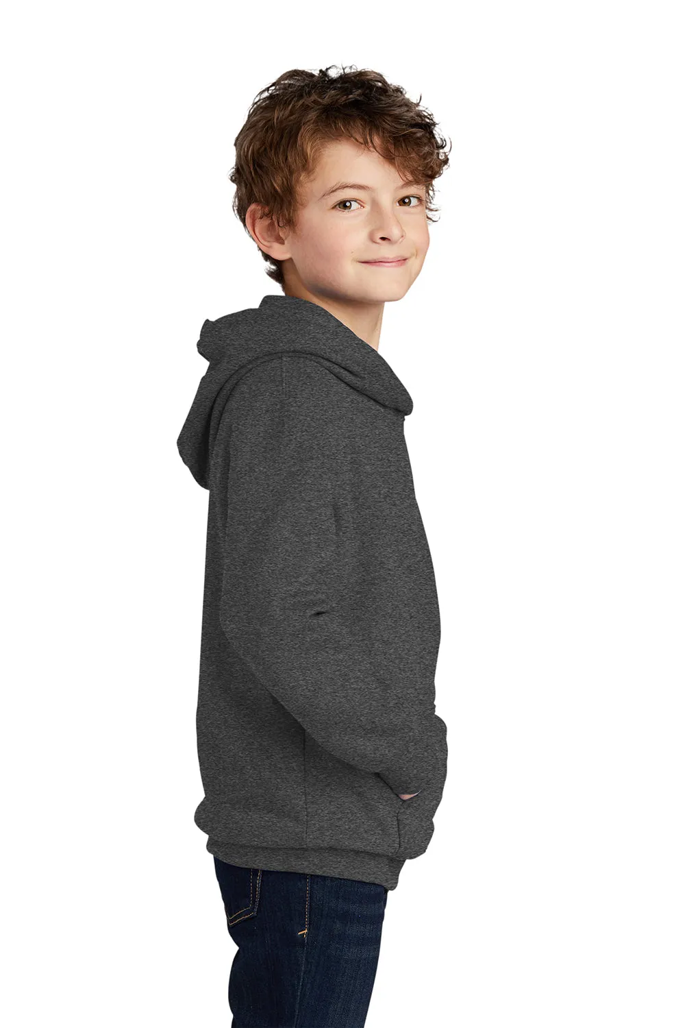 Port & Company Jugend Favorit Fleece Kapuzenpullover Hoodie mit Kangaroo-Tasche - Heather Dunkelgrau