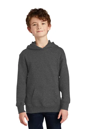 Port & Company Jugend Favorit Fleece Kapuzenpullover Hoodie mit Kangaroo-Tasche - Heather Dunkelgrau