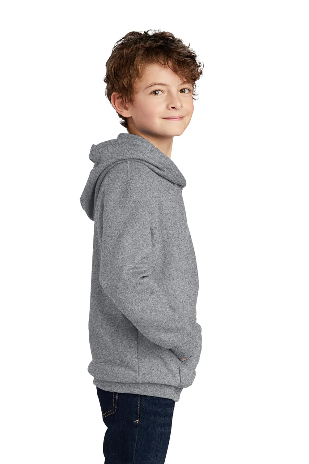 Port & Company Jugend Favorit Fleece Kapuzenpullover Hoodie mit Kangaroo-Tasche - Heather Grey