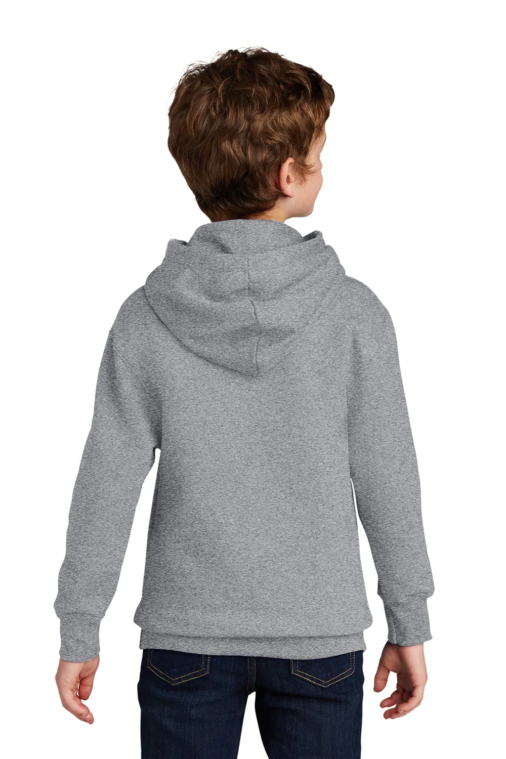 Port & Company Jugend Favorit Fleece Kapuzenpullover Hoodie mit Kangaroo-Tasche - Heather Grey