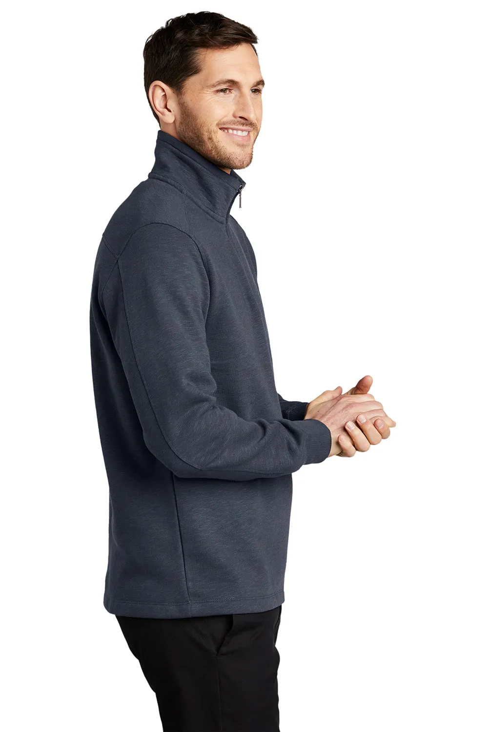 Port Authority Herren Slub Fleece 1/4 Zip Sweatshirt - Schiefergrau
