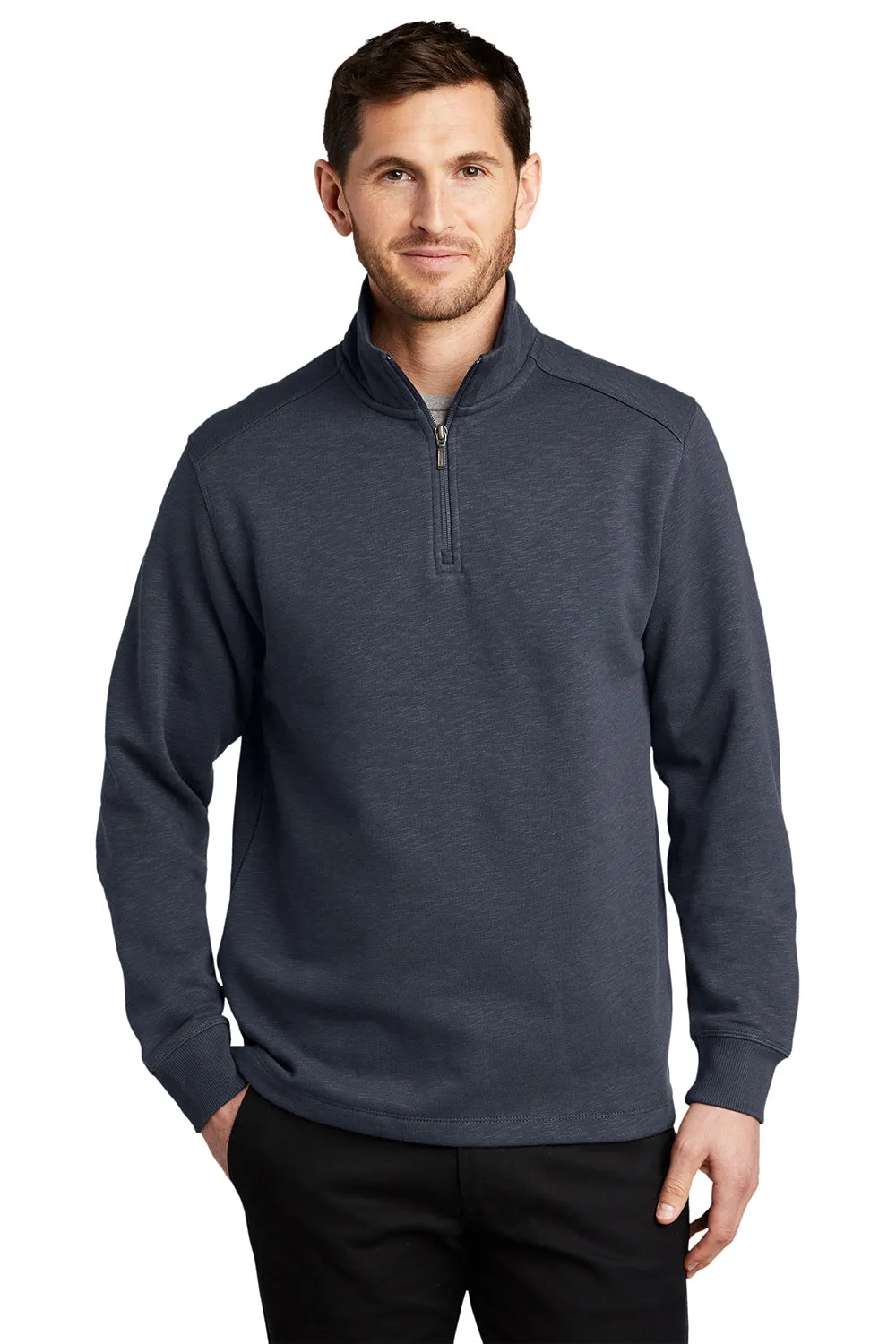 Port Authority Herren Slub Fleece 1/4 Zip Sweatshirt - Schiefergrau
