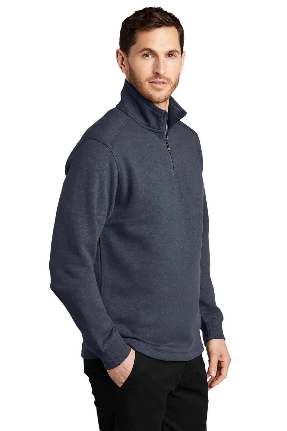 Port Authority Herren Slub Fleece 1/4 Zip Sweatshirt - Schiefergrau