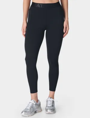 Power 7/8 Elastische Taillen-Gymnastikleggings - Schwarz