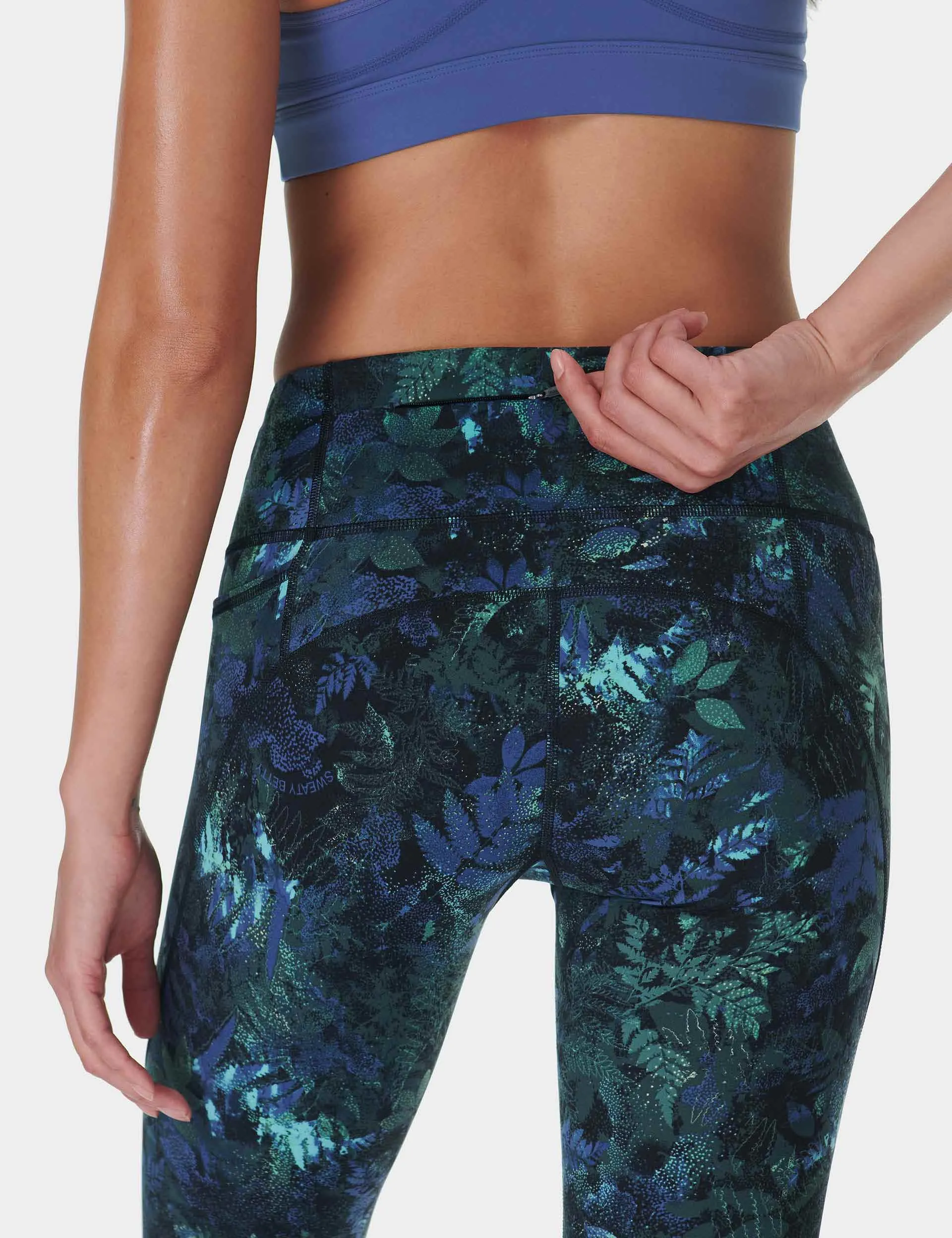 Power 7/8 Gym Leggings - Grüner Walddruck