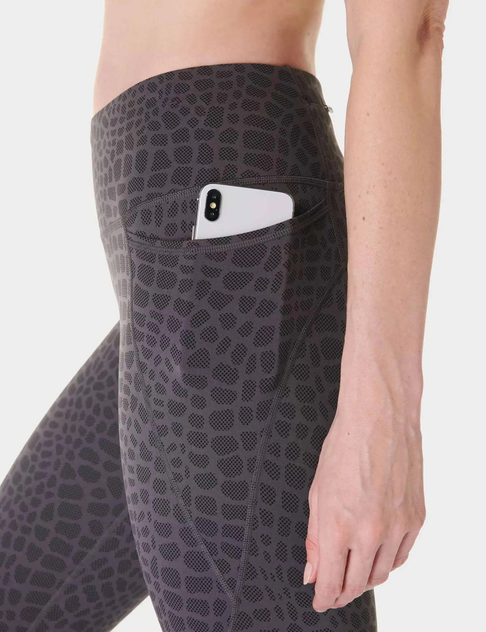 Power 7/8 Gym Leggings - Grauer Krokodil-Halbtondruck