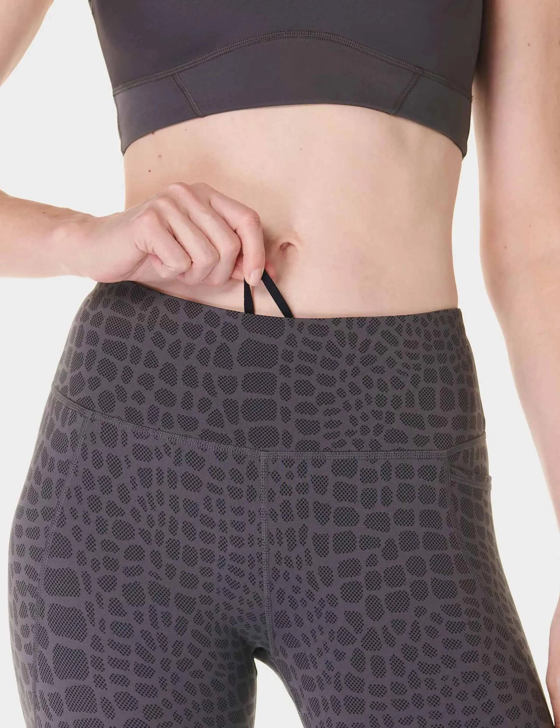 Power 7/8 Gym Leggings - Grauer Krokodil-Halbtondruck