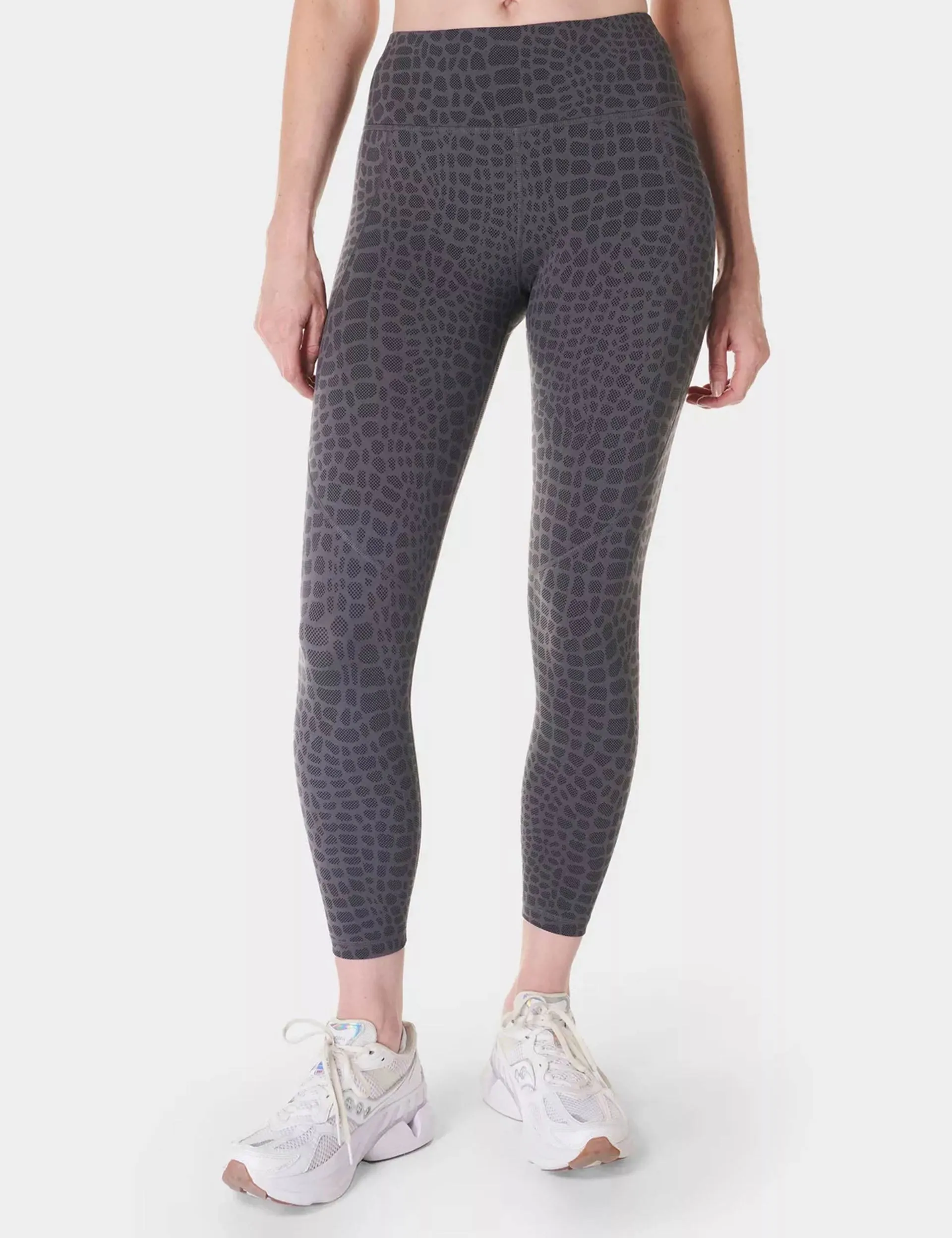 Power 7/8 Gym Leggings - Grauer Krokodil-Halbtondruck