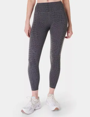 Power 7/8 Gym Leggings - Grauer Krokodil-Halbtondruck
