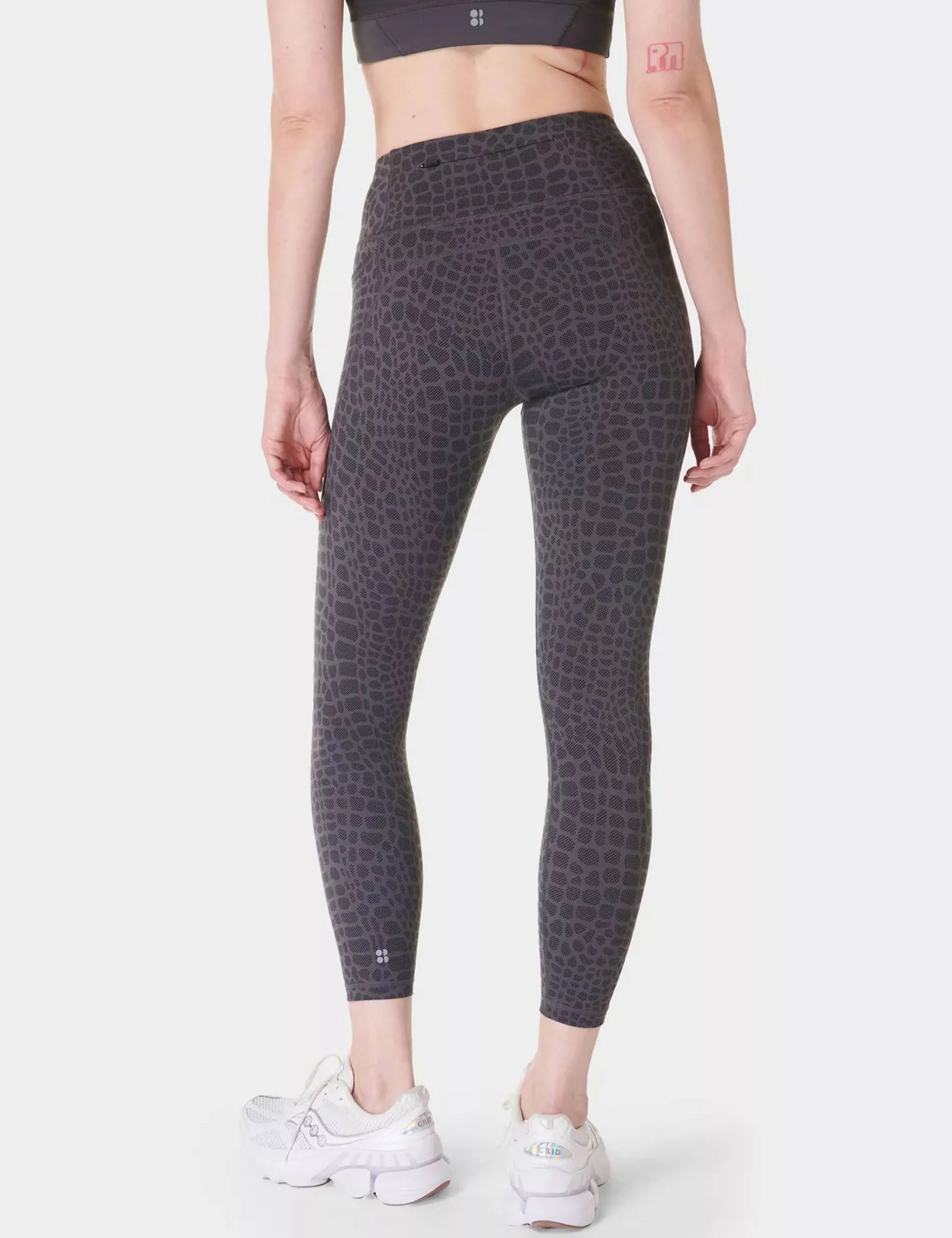Power 7/8 Gym Leggings - Grauer Krokodil-Halbtondruck