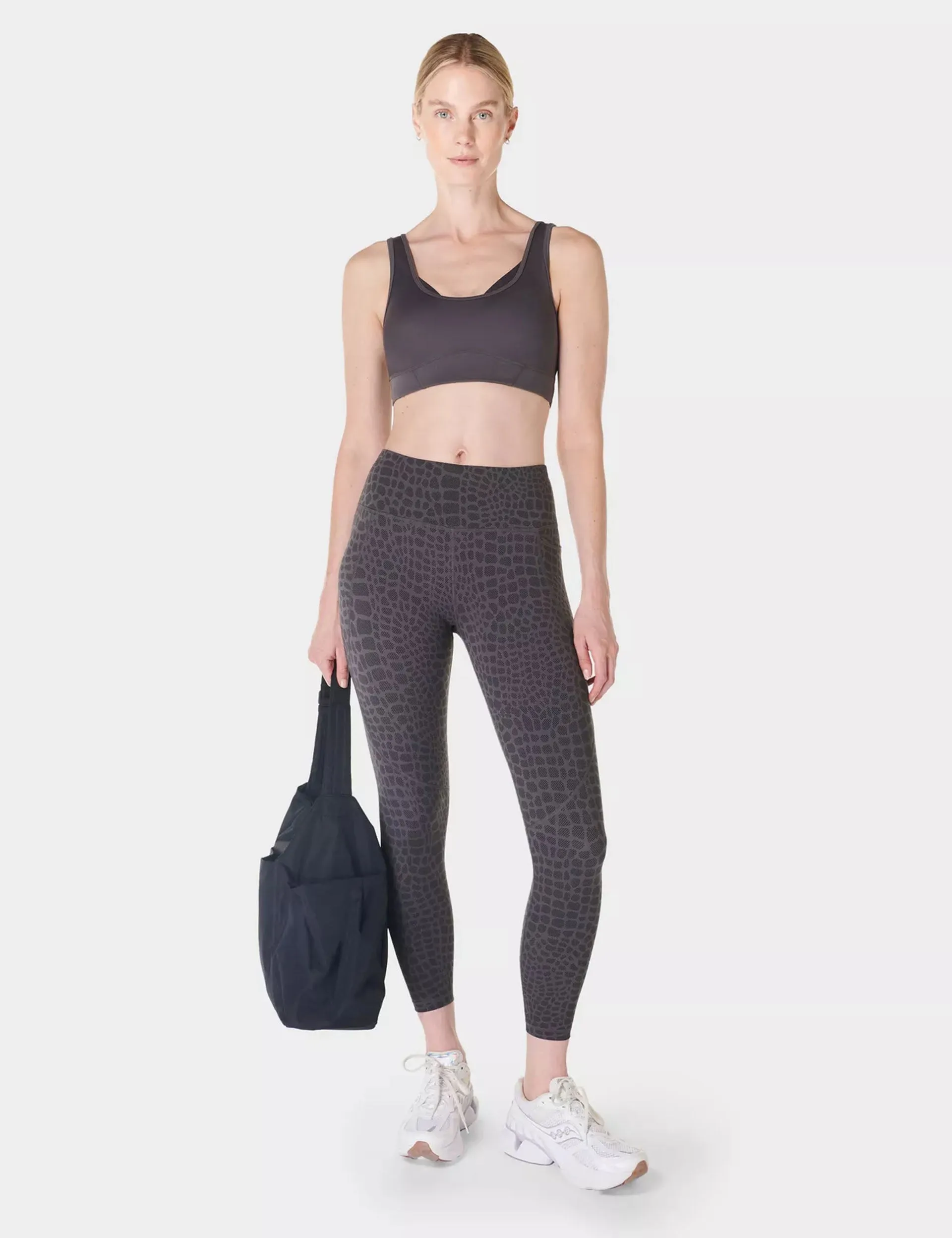 Power 7/8 Gym Leggings - Grauer Krokodil-Halbtondruck