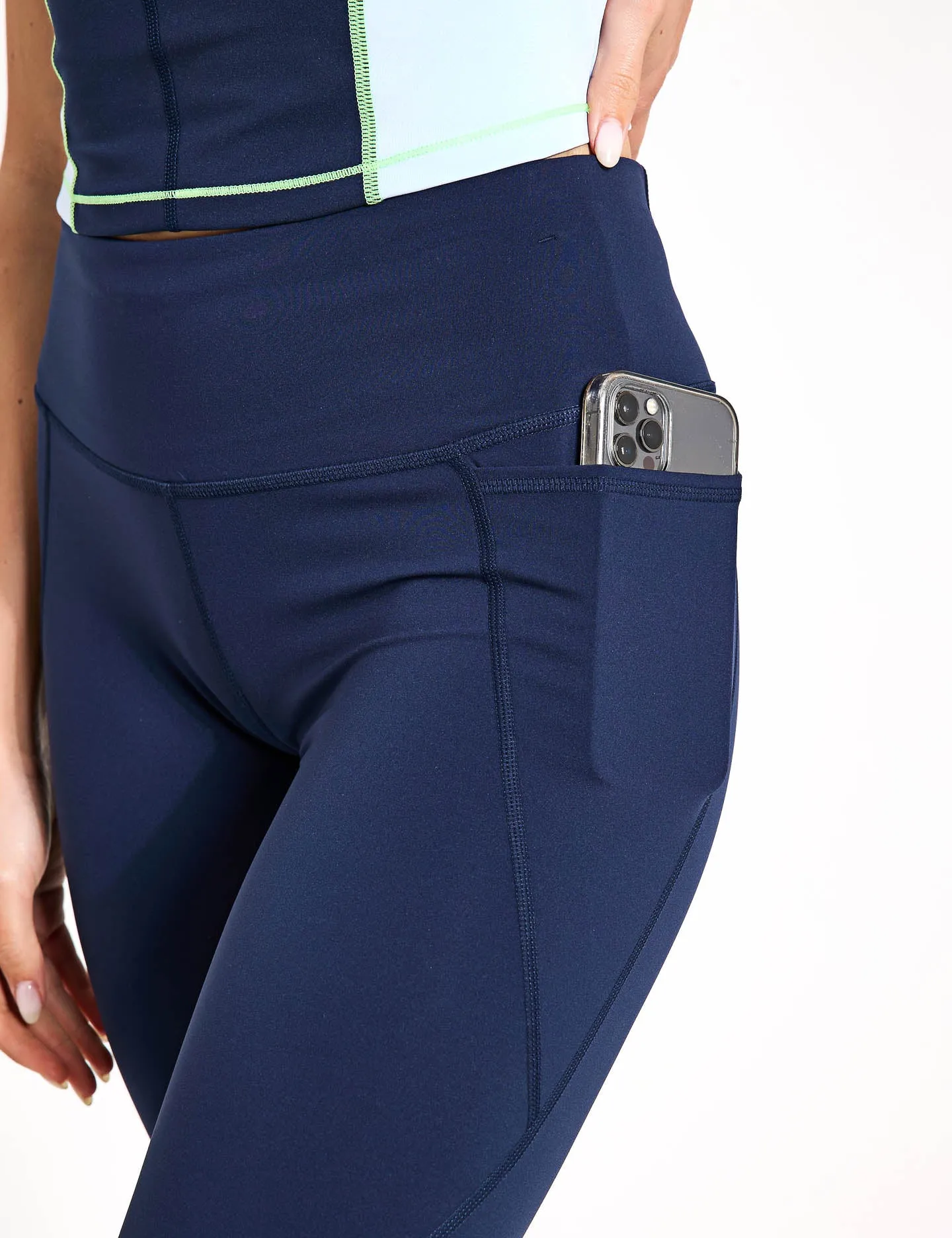 Power Cropped Gym Leggings - Marineblau