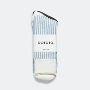 RoToTo Accessories Gestreifte Crew-Socke - Weiß/Blau