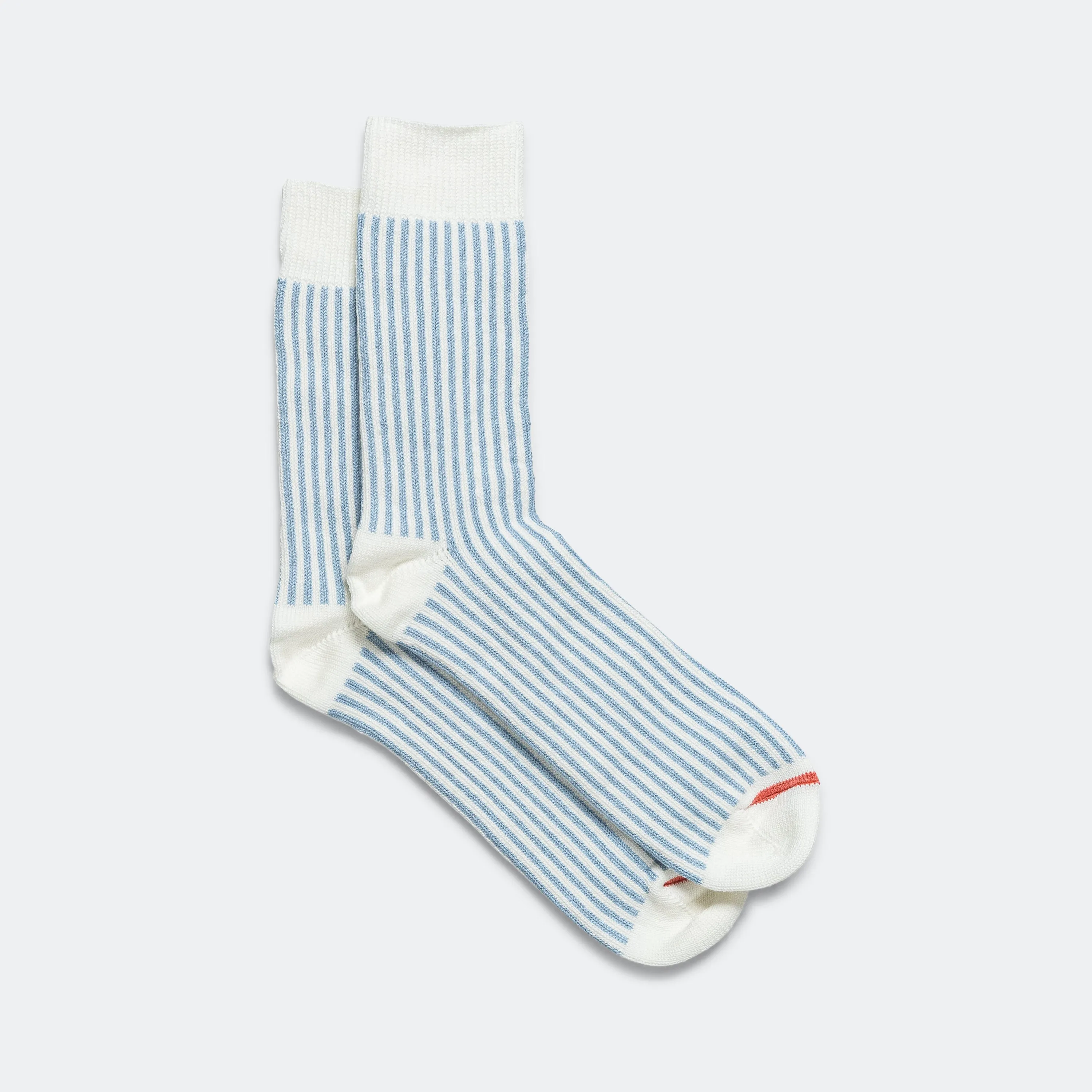 RoToTo Accessories Gestreifte Crew-Socke - Weiß/Blau