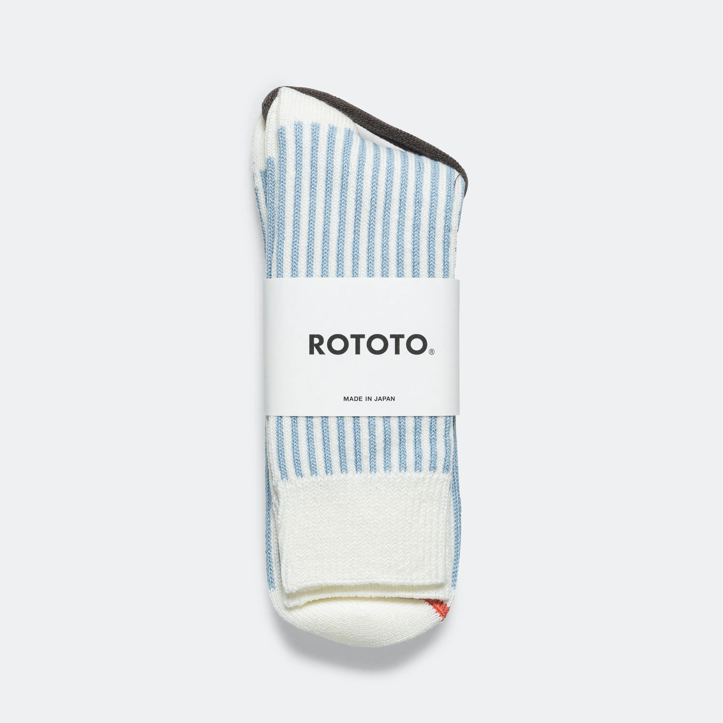 RoToTo Accessories Gestreifte Crew-Socke - Weiß/Blau