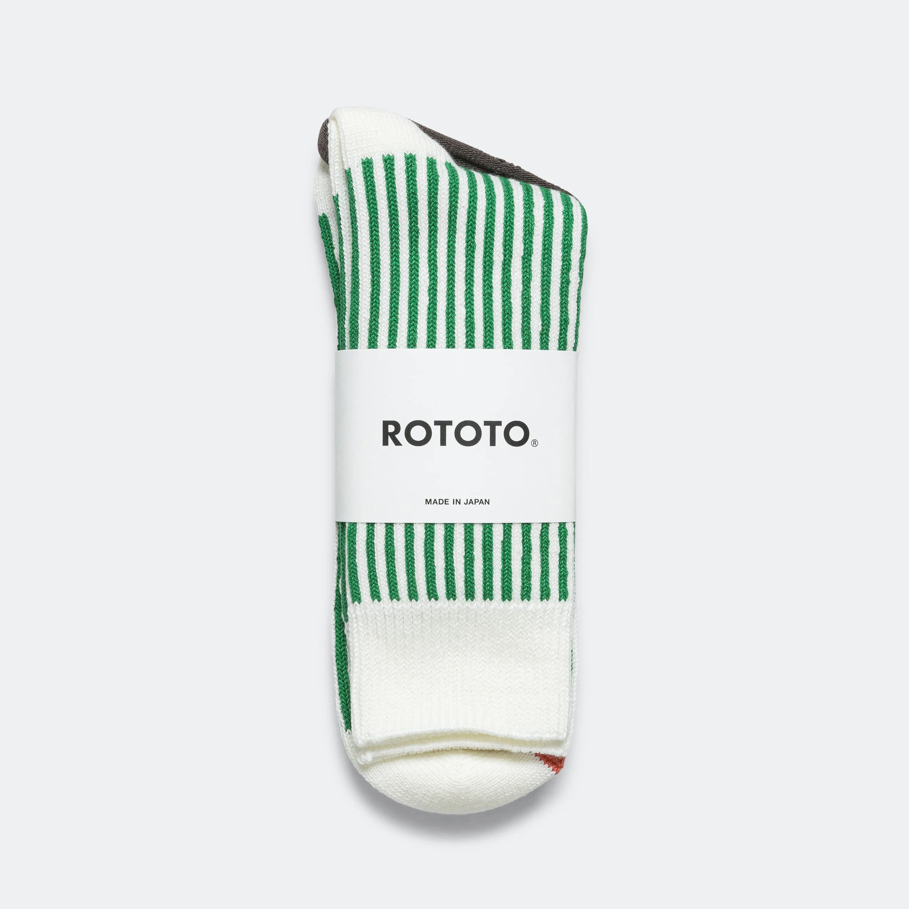 RoToTo Accessories Gestreifte Crew-Socke - Weiß/Grün