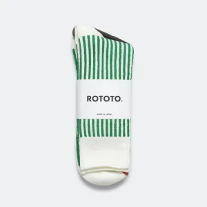 RoToTo Accessories Gestreifte Crew-Socke - Weiß/Grün