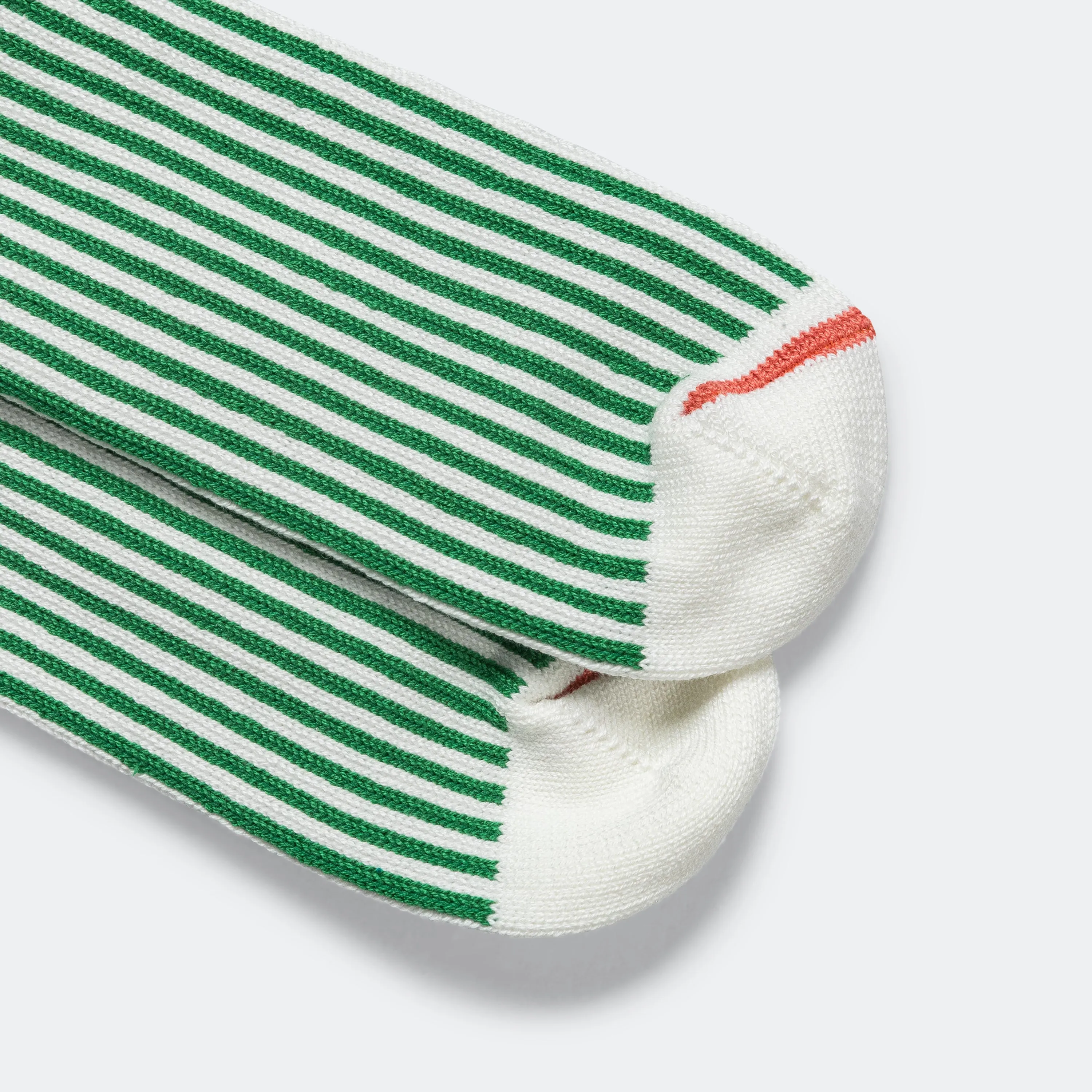 RoToTo Accessories Gestreifte Crew-Socke - Weiß/Grün