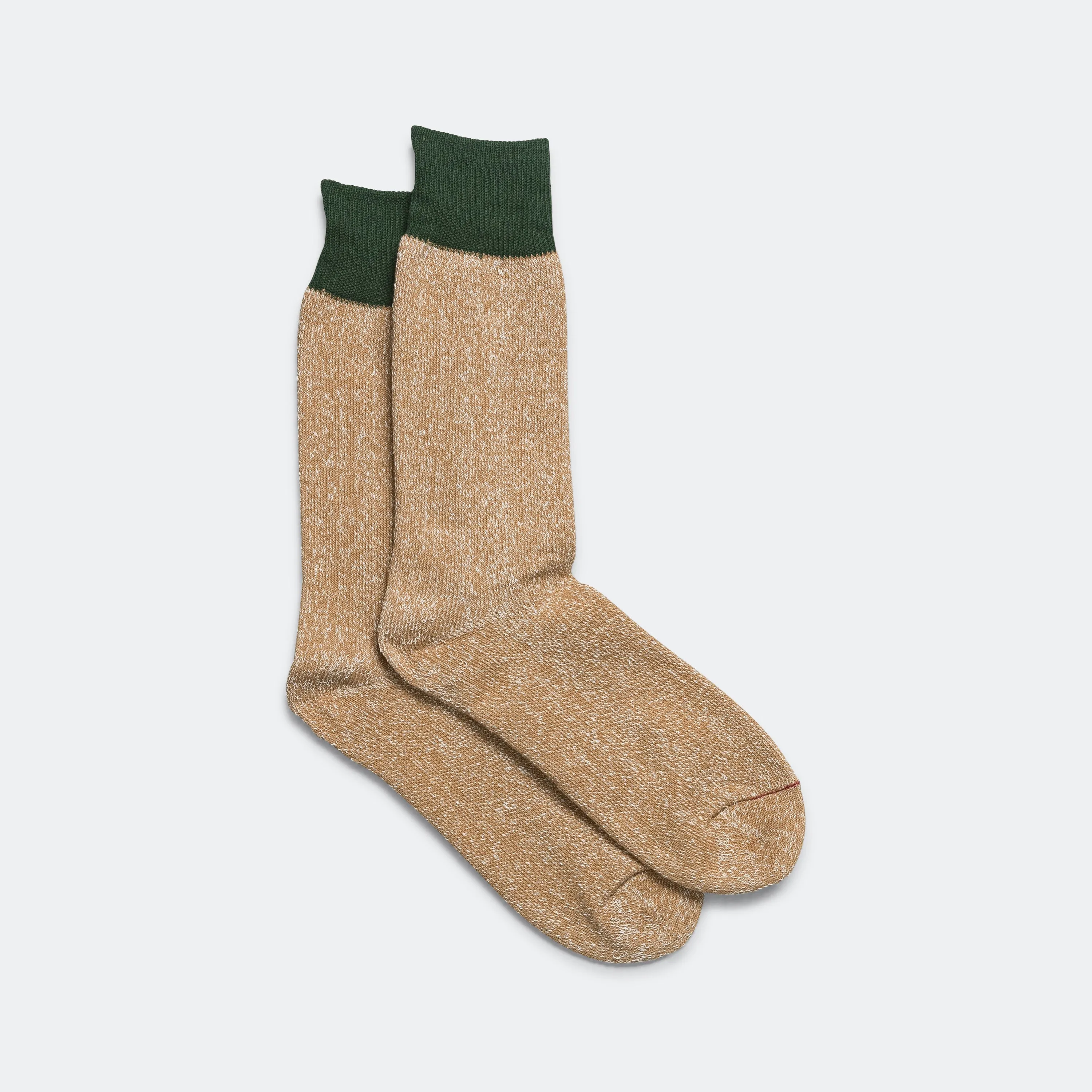 RoToTo Accessories Zweifarbige Crew-Socke - Dunkelgrün/Beige