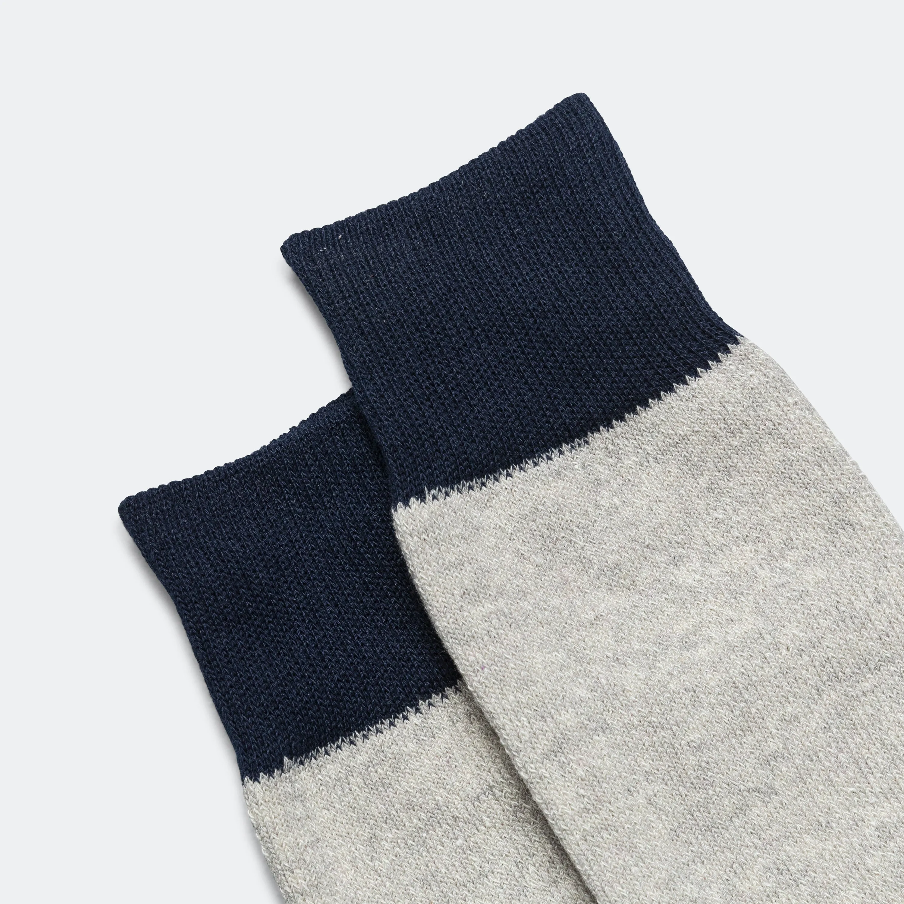 RoToTo Accessories Zweifarbiger Crew-Socke - Hellgrau/Marine