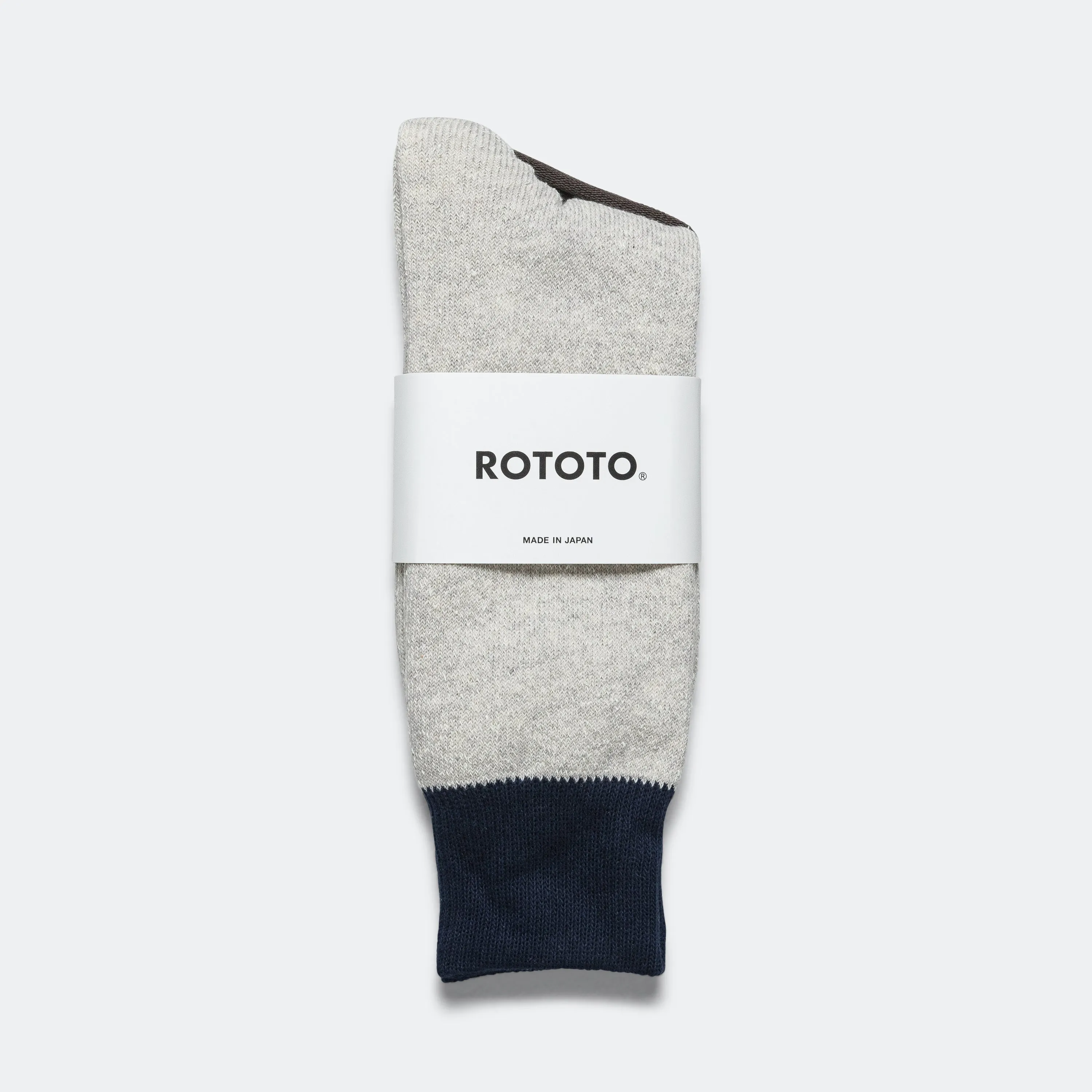 RoToTo Accessories Zweifarbiger Crew-Socke - Hellgrau/Marine