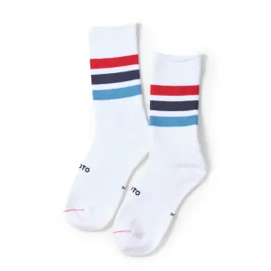 Rototo Feine Rippen-Streifen-Crewsocken Rot / Blau / Hellblau RoToTo Zubehör