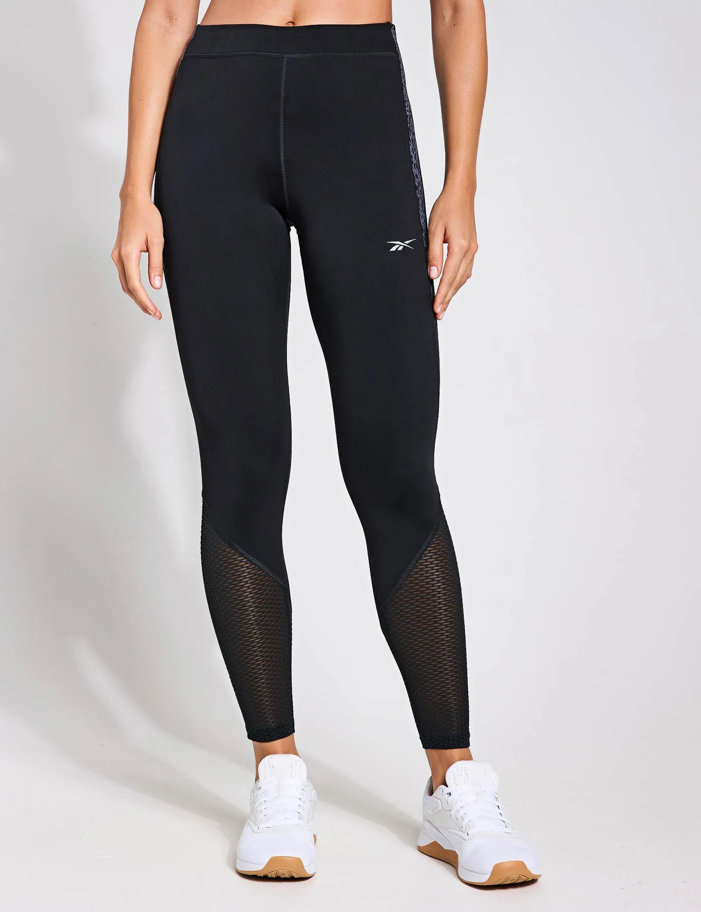 Lauf-Leggings mit Druck - Nachtschwarz