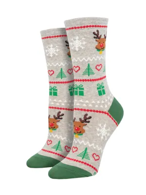 Socksmith Socken Rentier Fair Isle - Grau Meliert