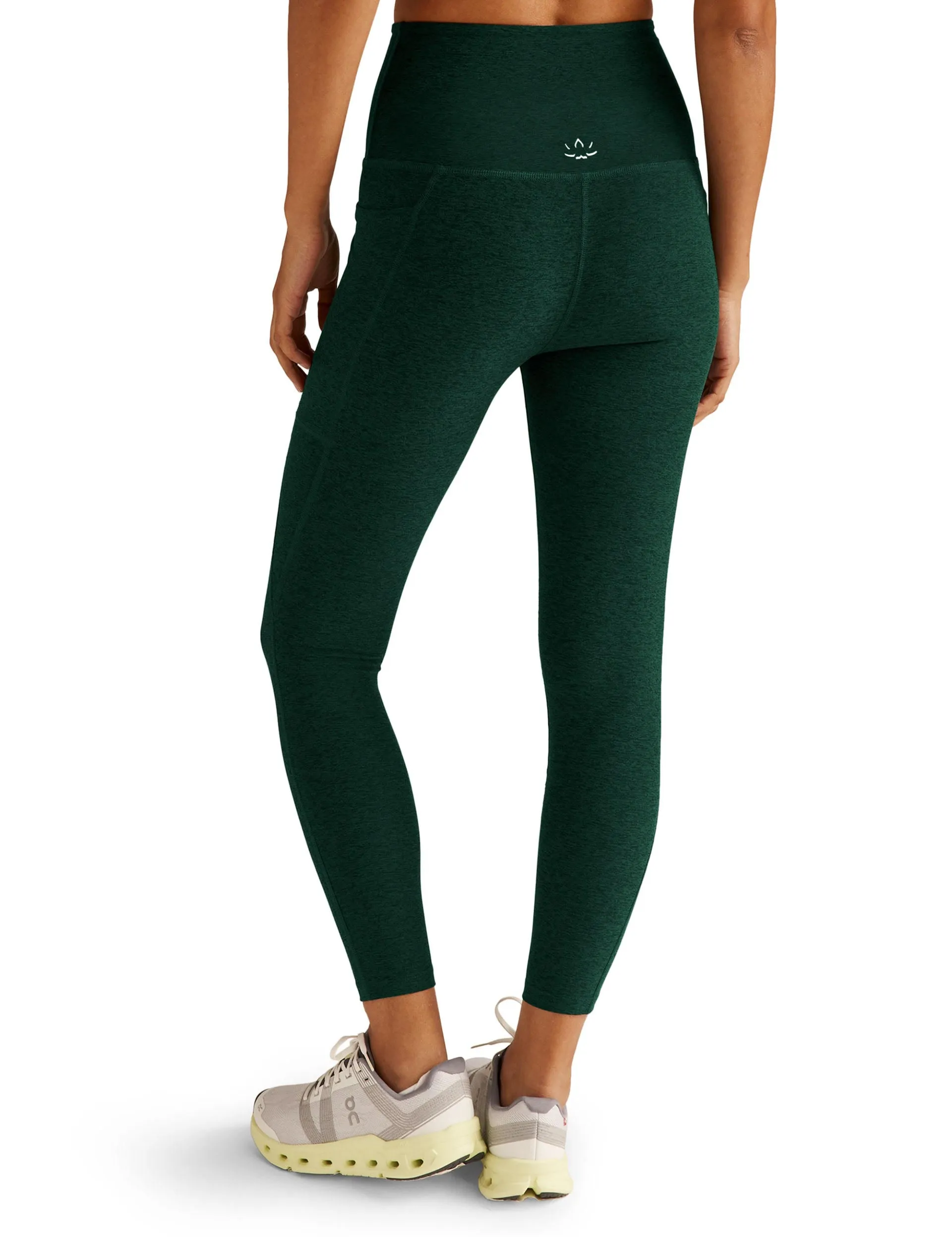 Spacedye High Waisted Midi-Legging mit Out-of-Pocket-Detail - Dunkles moosgrün meliert