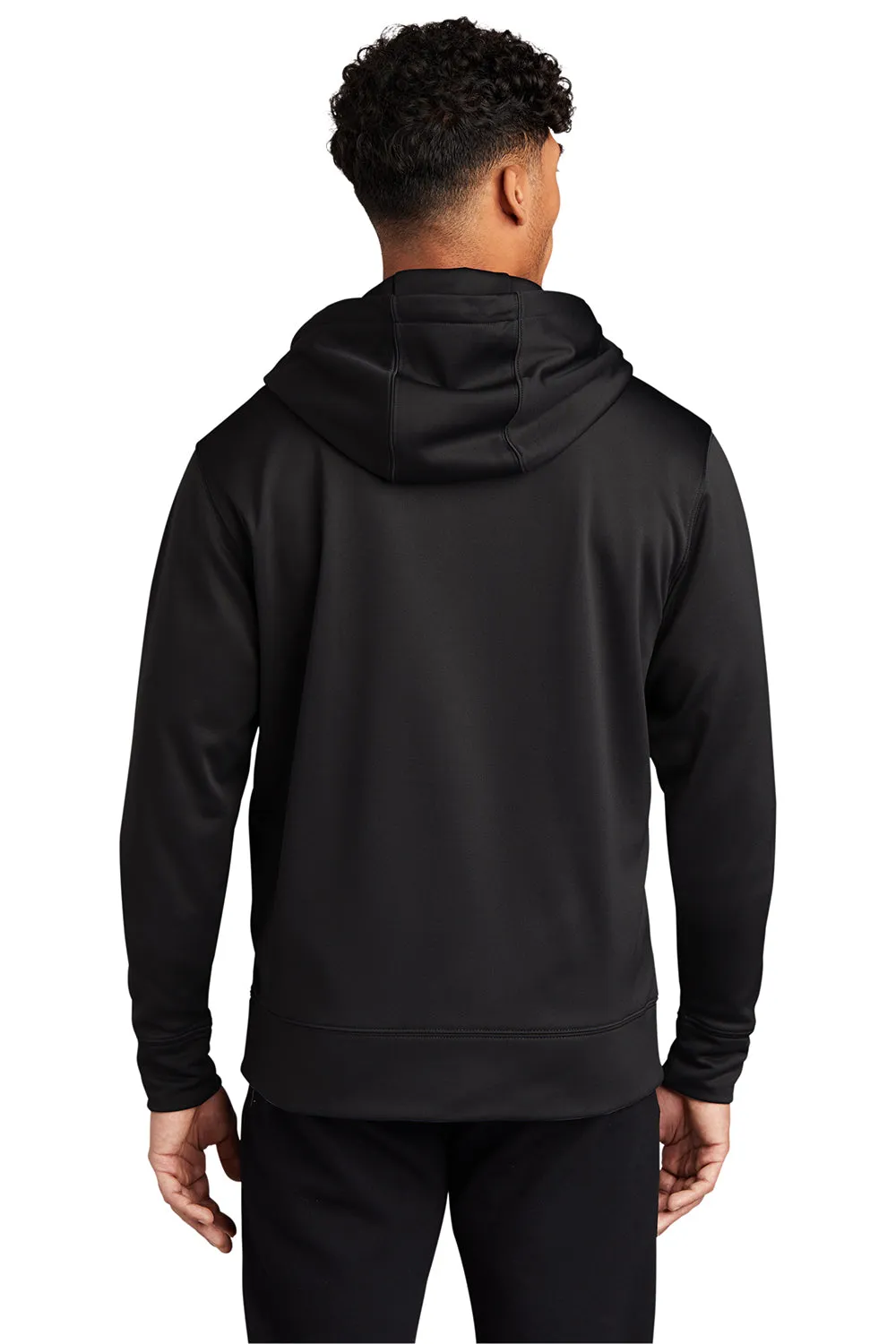 Sport-Tek Herren Sport-Wick Feuchtigkeitstransport Fleece Full-Zip Kapuzenpullover Hoodie mit Beuteltasche - Schwarz