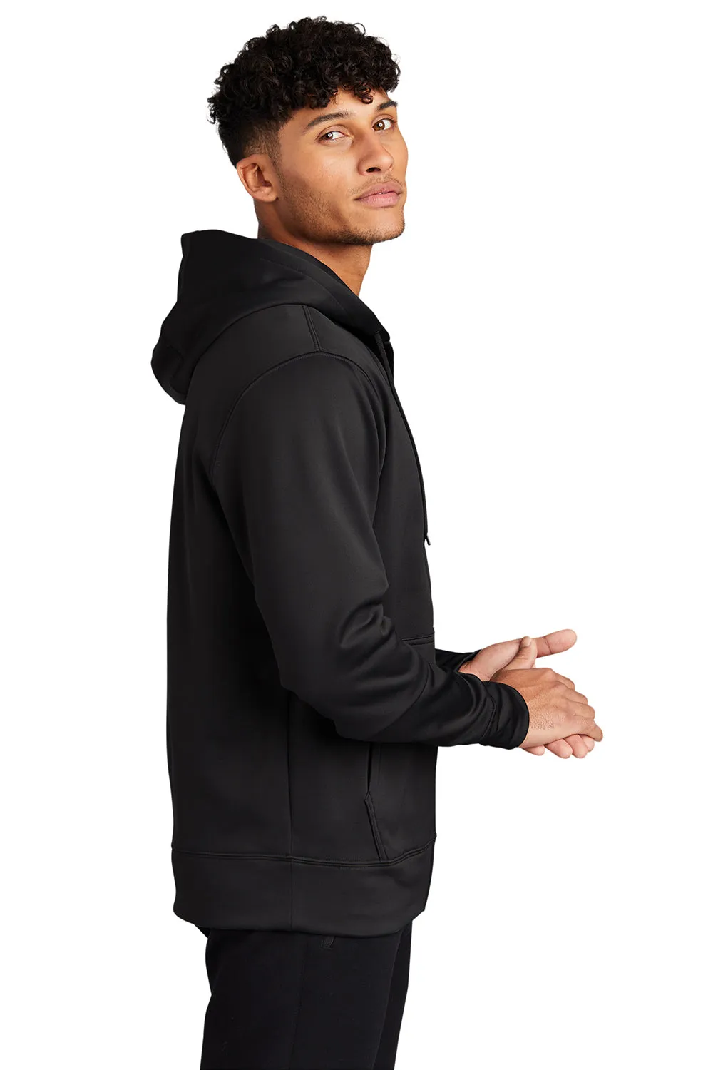 Sport-Tek Herren Sport-Wick Feuchtigkeitstransport Fleece Full-Zip Kapuzenpullover Hoodie mit Beuteltasche - Schwarz