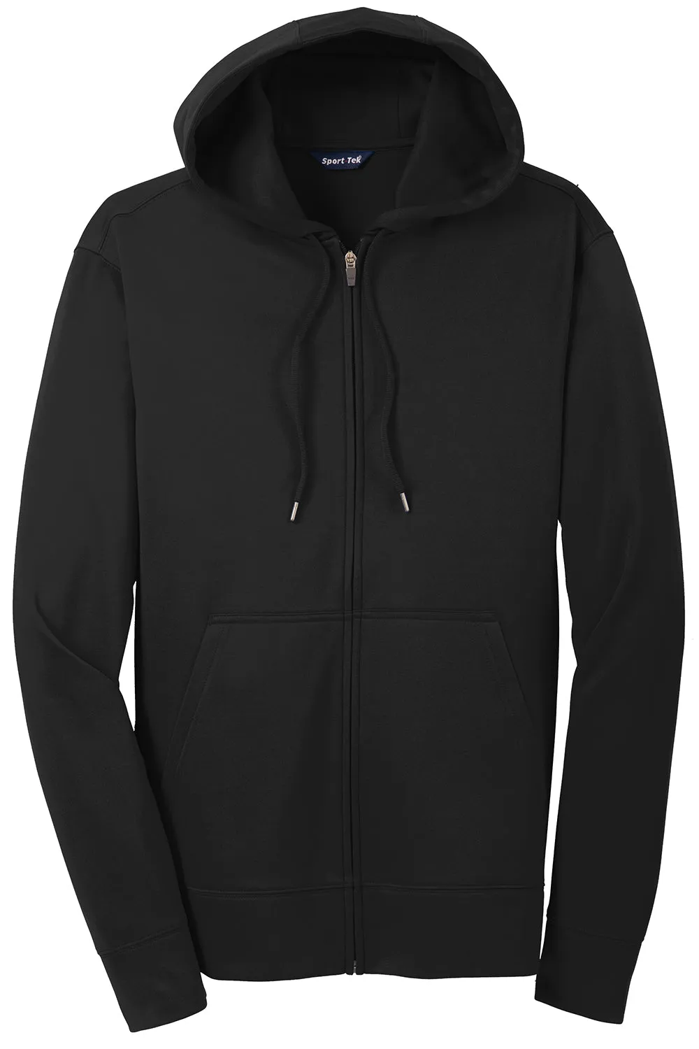 Sport-Tek Herren Sport-Wick Feuchtigkeitstransport Fleece Full-Zip Kapuzenpullover Hoodie mit Beuteltasche - Schwarz