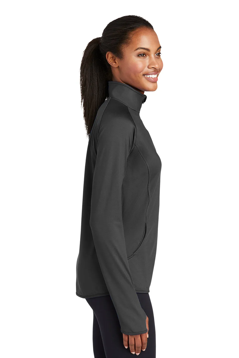 Sport-Tek Damen Sport-Wick Feuchtigkeitstransportierendes 1/4-Zip Sweatshirt mit Beuteltasche - Anthrazitgrau