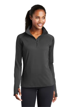 Sport-Tek Damen Sport-Wick Feuchtigkeitstransportierendes 1/4-Zip Sweatshirt mit Beuteltasche - Anthrazitgrau