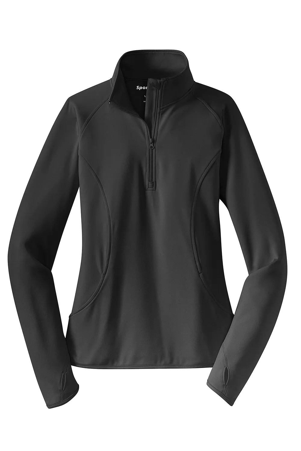 Sport-Tek Damen Sport-Wick Feuchtigkeitstransportierendes 1/4-Zip Sweatshirt mit Beuteltasche - Anthrazitgrau
