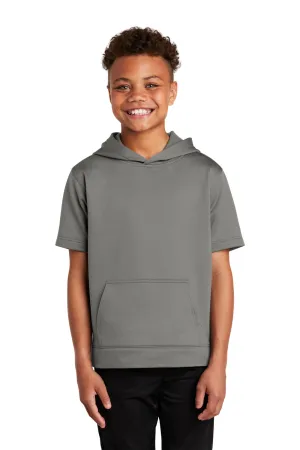 Sport-Tek Jugend-Fleece Feuchtigkeitstransportierendes Kurzarm-Hoodie-Sweatshirt mit Kangaroo-Tasche - Dunkles Rauchgrau