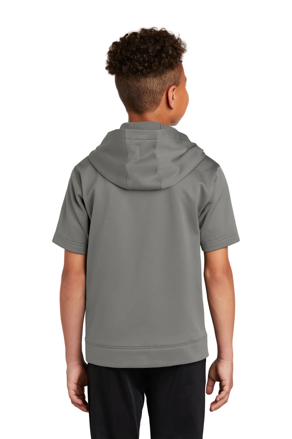 Sport-Tek Jugend-Fleece Feuchtigkeitstransportierendes Kurzarm-Hoodie-Sweatshirt mit Kangaroo-Tasche - Dunkles Rauchgrau