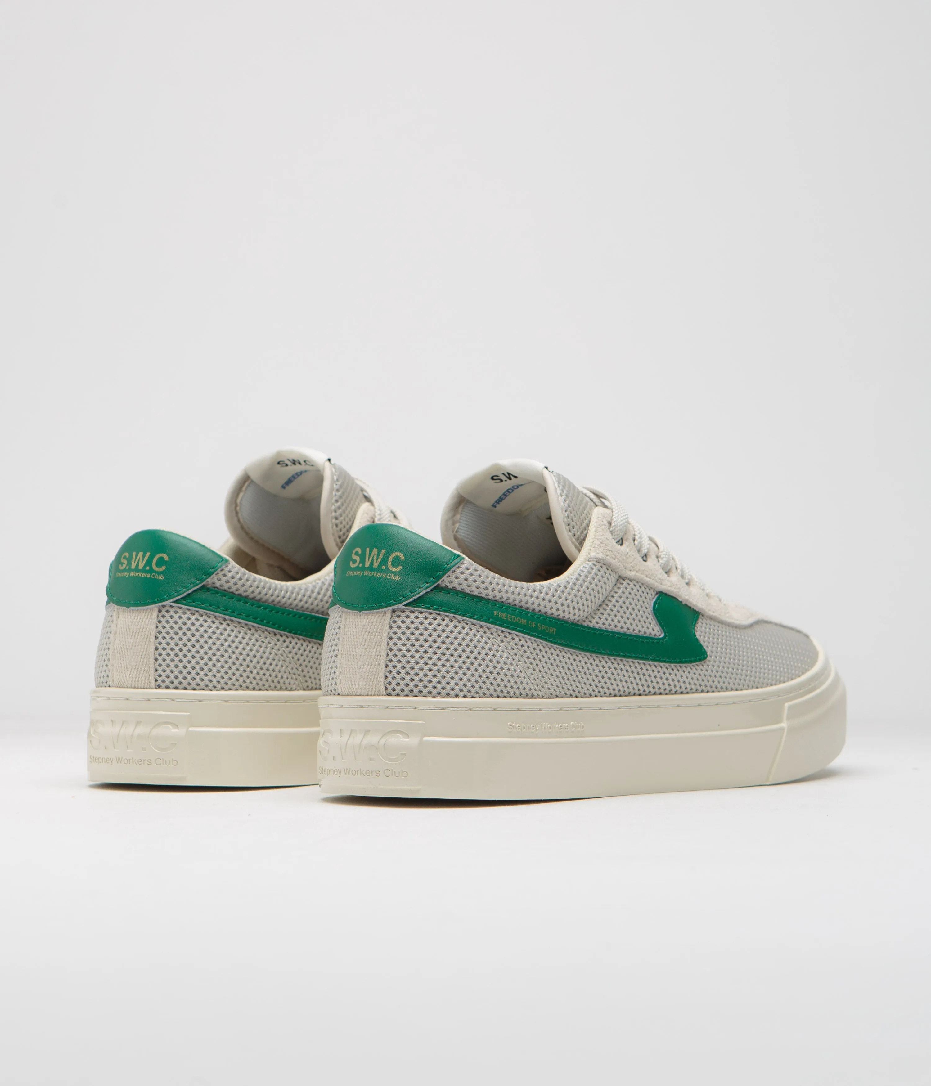 Stepney Workers Club Dellow S-Strike Cup Tennis Mesh Schuhe - Ecru / Grün Stepney Workers Club Schuhe