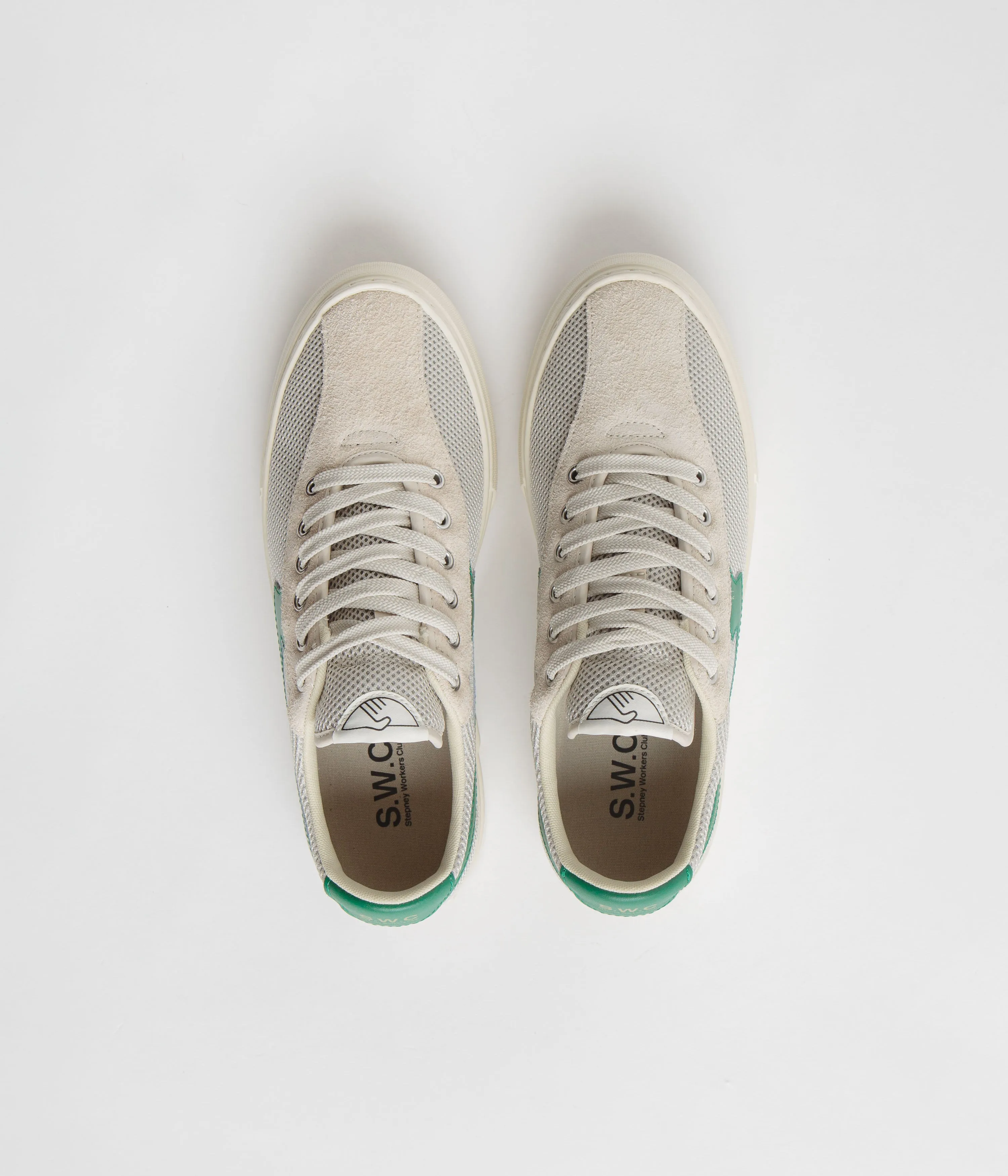 Stepney Workers Club Dellow S-Strike Cup Tennis Mesh Schuhe - Ecru / Grün Stepney Workers Club Schuhe