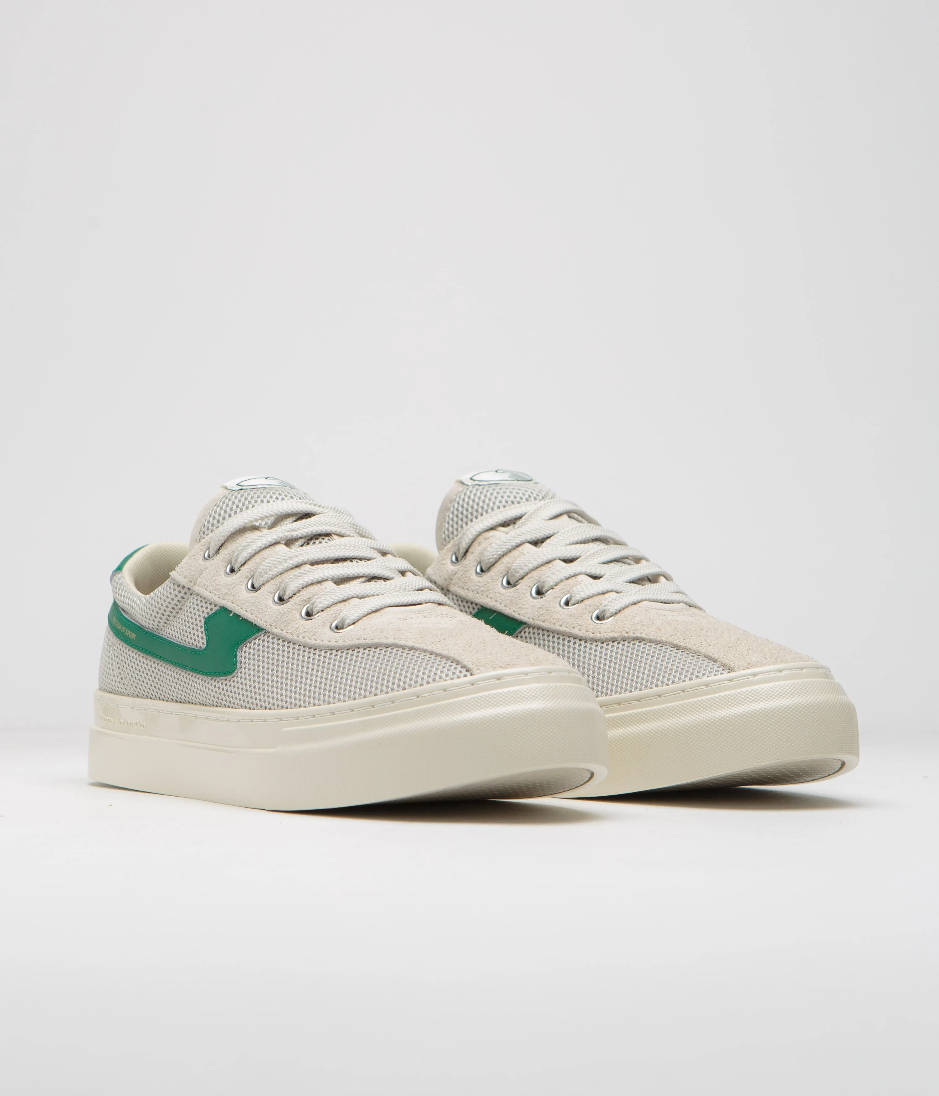 Stepney Workers Club Dellow S-Strike Cup Tennis Mesh Schuhe - Ecru / Grün Stepney Workers Club Schuhe